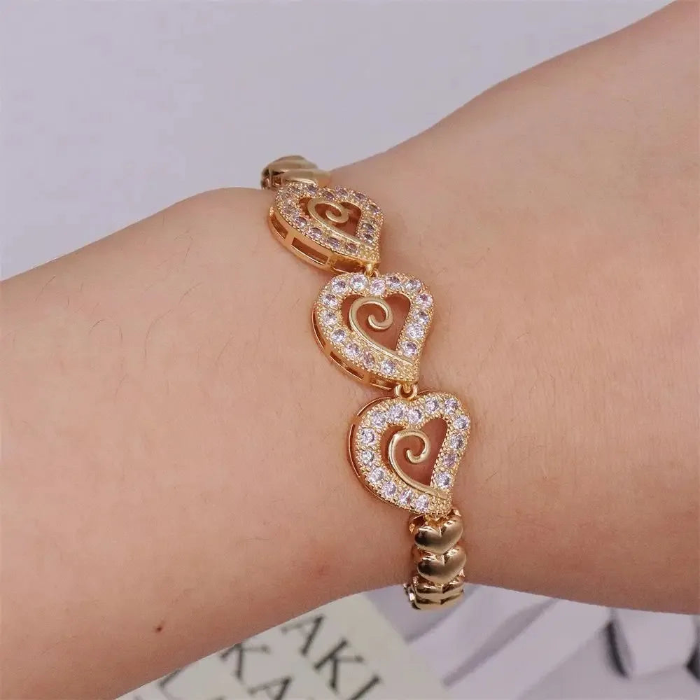 Exquisite High-End Women's Trendy Bracelet Heart Shape Versatile Copper Zircon Light Luxury Fashion for Gifts
