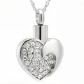 Heart Crystal Urn Stainless Steel Ash Casket Pendant Jewelry Keepsake Crystal Necklace Holder Heart Memorial Cremation Urn Ashes