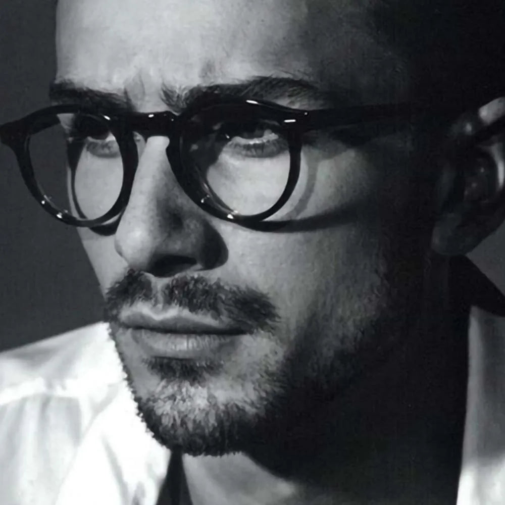 Bold Glasses Acetate Optical Frame Thick Frame Retro Eyeglasses Round Vintage Frame Blue Light Blocking Glasses Men