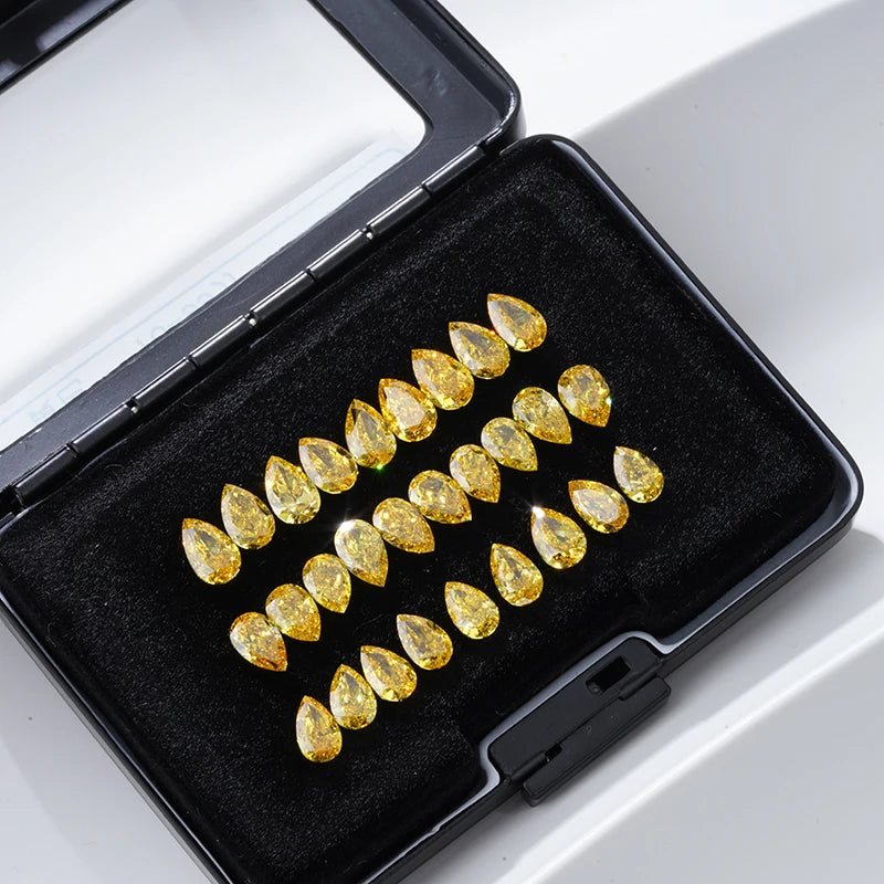 Starsgem Hpht Yellow Diamonds Artificial Pear Shape Diamond Yellow Diamond