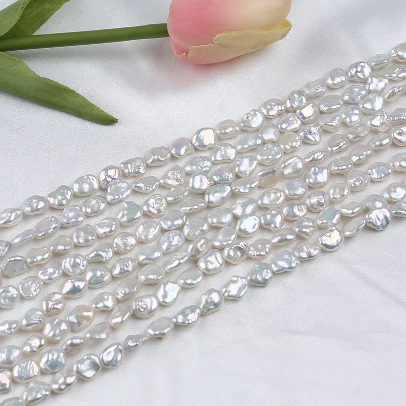 8-9mm Natural White Color Real Freshwater Keshi Loose Pearls Beads Strand for Women Jewelry Making