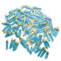 Raw Crystal Titanium Aura Quartz Necklace  Aura Quartz Stone Blue Quartz Silver Pendants for Decoration