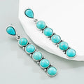 2024 Bohemian Western Party Jewelry Vintage Cowgirl Long Turquoise Drop Earrings for Gift
