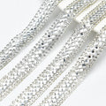 1.2cm Hot Fix Strass Clear Square Round Glass Crystal Tape Banding Applique Iron on Glitter Rhinestone Trim DIY Wedding Clothes