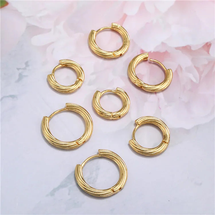 SP INS Simple Twisted Ear Buckles 18K Gold Plated Twist Hoop Earrings