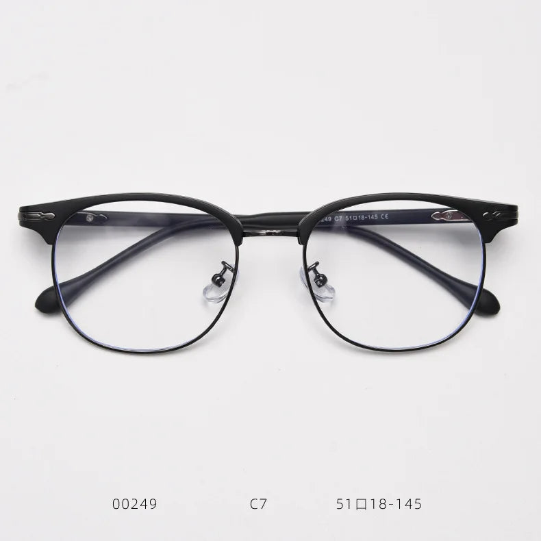 Retro Eyebrow Glasses Frame Anti Blue Light Myopia Eyeglasses Casual Half Frames Men Design Classic Flat Light Glasses Female