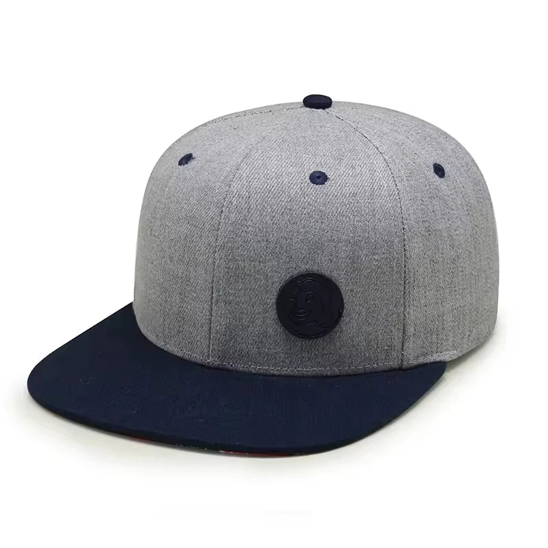 Customized Two Tone Fashion Men Women Snap Back Rubber Patch Logo Ball Caps Snapback Hat