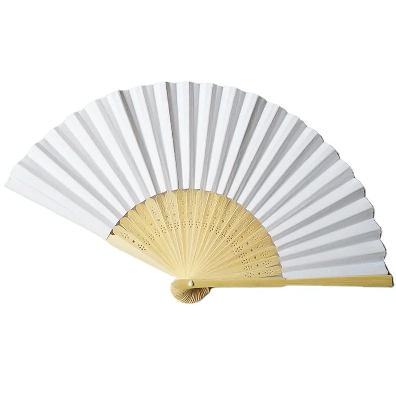 New Product White Japanese Style Paper Wedding Folding Fans for Summer Hoiding Wedding Decoration