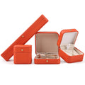 JINSKY Luxury Durable Customizable PU Leather Orange Jewelry Packaging Box Custom Logo Custom Size Lid Closure Classic Elegant
