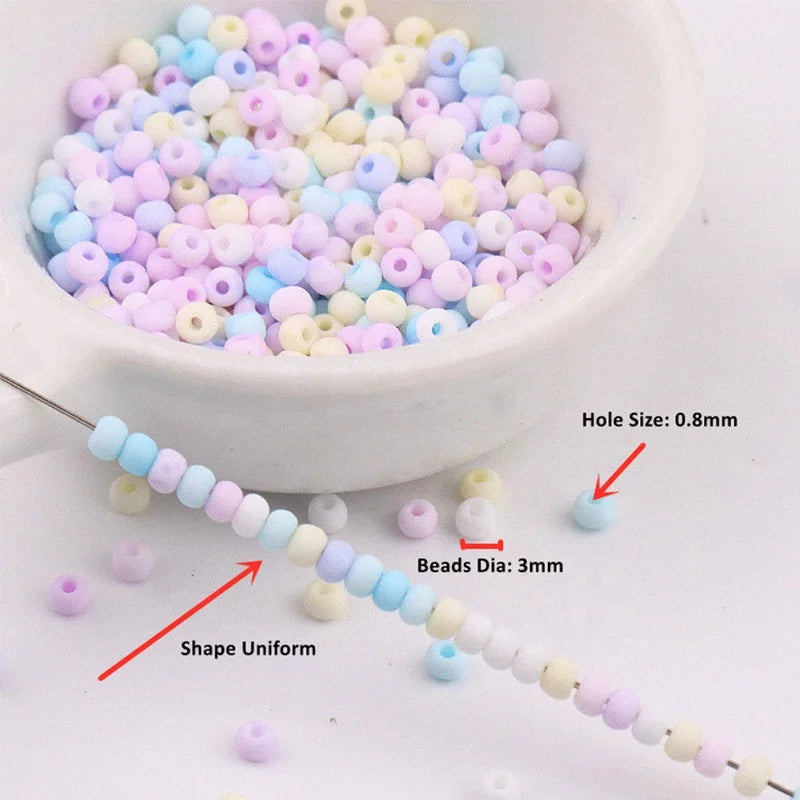New Product 3mm Macarons Frosted Glass Rice Beads  for Handmade DIY