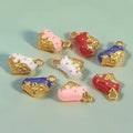 Factory Wholesale 18K Gold Plated Enamel Puff Heart Charm 14.5X12mm Stainless Steel Pendant for Necklace Earring Making Love