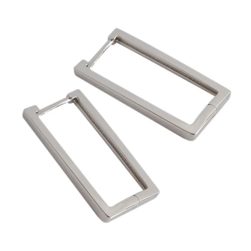 Wholesale Geometric Plain Hoop Earrings 925 Silver Hoop Earrings for Women Rhodium Plated Sterling Silver 925 Earrings