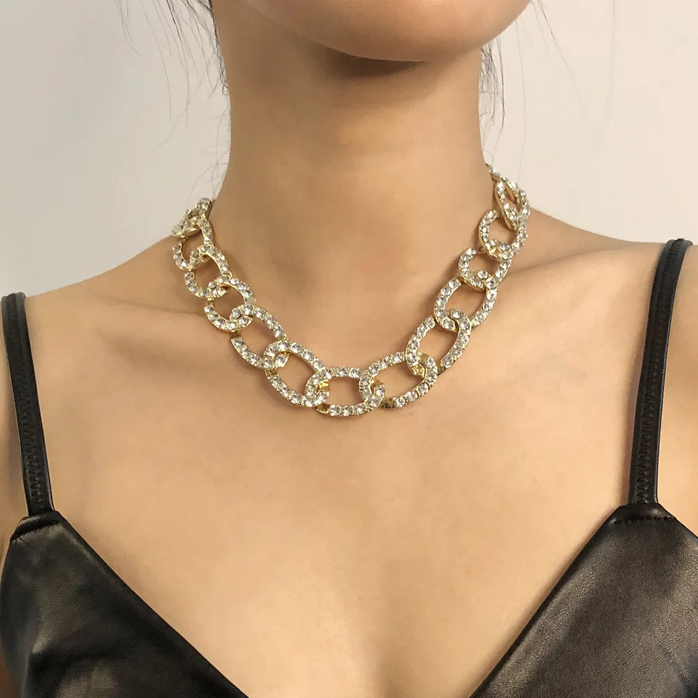 HOVANCI 2021 Women Necklace Cuban Link Necklace Luxury Full Diamond Chain Necklace