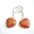DIY Polished Healing Crystals Stones Heart Metal Gem Keychain Necklace Red Agate Key Ring
