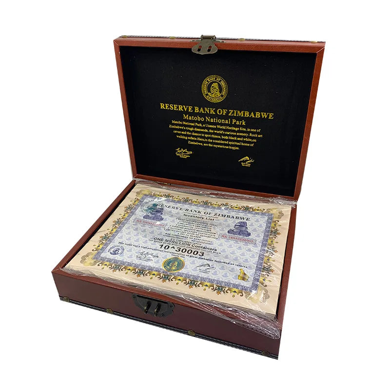 200 Pcs/ Box Zimbabwe One Myrillion Containers Banknote Scroll  10 ^ 30003 Zimbabwe Certificate Collectible Business Gifts
