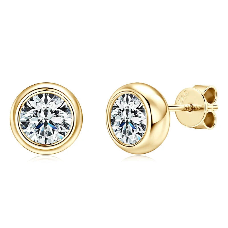 Luxury Fine Jewelry GRA Certification 0.5ct 5mm 1ct 6.5mm Vvs Moissanite 925 Sterling Silver Bubble Stud Earrings for Men Women