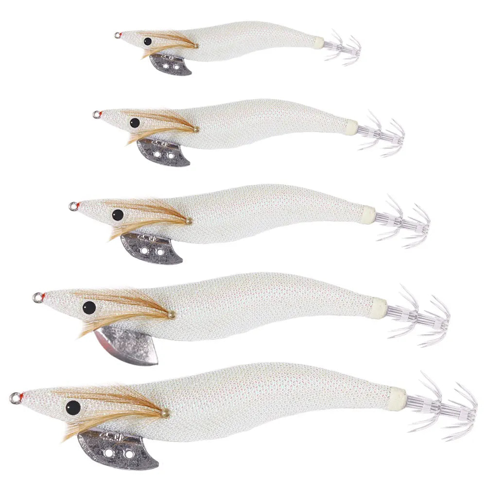 #2.0-#4.0 Wholesale Luminous Squid Jigs White Glow Shrimp Octopus Squid Jig Hooks Saltwater Fishing Lure