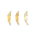 Fashion Stainless Steel PVD Gold Polished Feather Double Hole Pendant for Necklace Bracelet Accessories