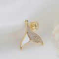 Wholesale 14K Gold Plated Inlaid Zircon Can Match Pearls Fish Tail Shape Charm Pendant Semi Finished Shell Zircon Pearl Base