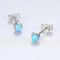Fashion 925 Sterling Silver Mini Stud Earings Small Round Opal Earrings Jewelry for Women