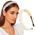 New Arrivals Pearl Cross Headband Adult 2cm Width Pearl Chain Beaded Headband MegaBDM