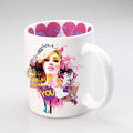 Topjlh Romantic Heart Inside Mug - 11oz White Ceramic Sublimation Blank with Permanent Floral Inner Design