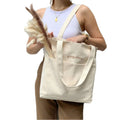 Full Custom Print Logo Recycled Reusable Medium Beach Tote Bag Canvas with Pockets Folding Screen Printed Design