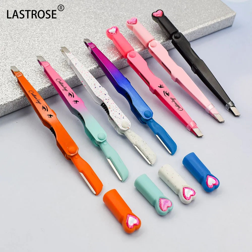 Wholesale 3 in 1 Eyebrow Clip Eyebrow Brush Shaving Knife Multifunctional Stainless Steel Eyelash Curler Tweezers Beauty Tools