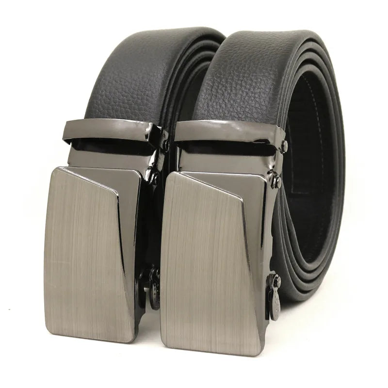 Men's Automatic Buckle Belt PU Leather Belts for Men Ratchet Belt Iron Buckle YiWu LQbelt Factory