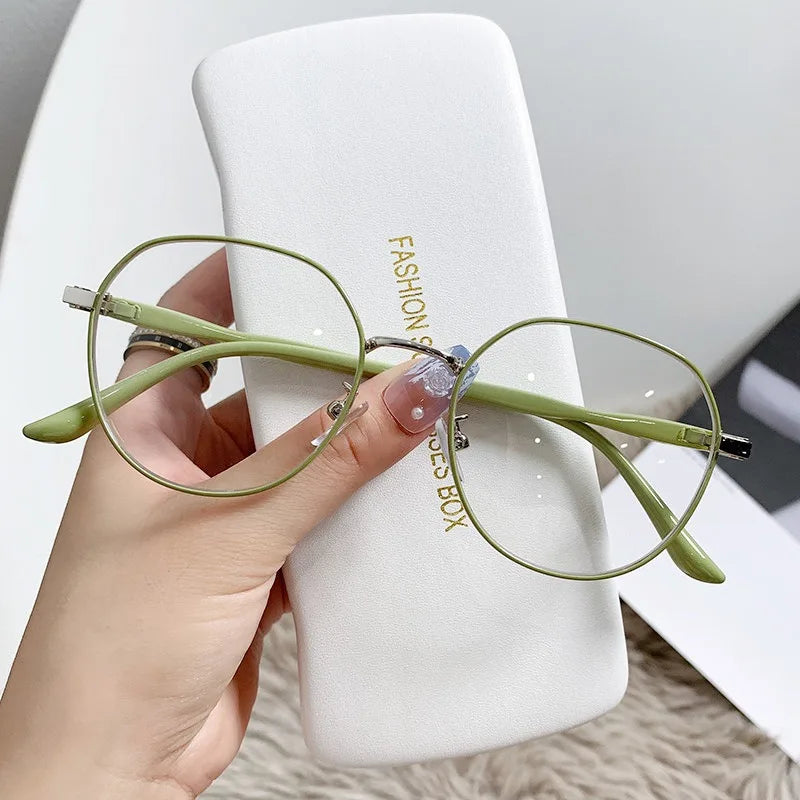 Cheap Price Metal Large Frame Round Anti Blue Light Eyeglasses Frame Women Fashion Spectacle Optical Myopia Glasses Frame