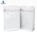 Custom Resealable 1kg 500g 250g Matt Flat Bottom White Plastic Aluminum Foil Pack Coffee Bag With Valve and Zipper