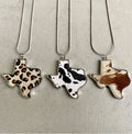 Bohemian Simple Texas Map Leather Necklace Leopard Cow Pendant Necklace Custom Map Necklaces