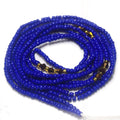 50 Inches Blue Glass Seed Beads Tie on Gold Crystal Waist Beads Belly Body Chain with Clasp Double Cotton String for Ladies
