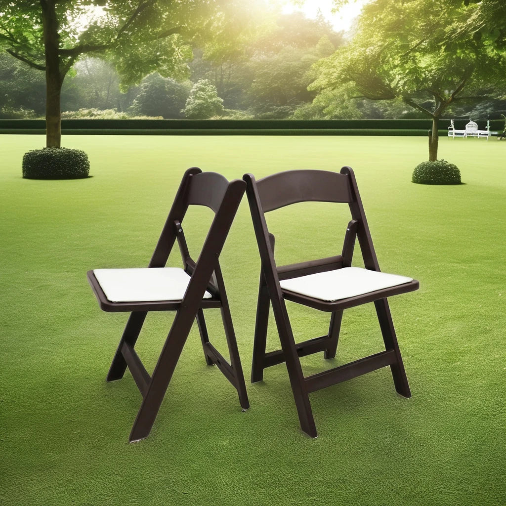 Modern Brown White Plastic Garden Folding Dining Table Chairs Outdoor Hotel Party Stackable Durable