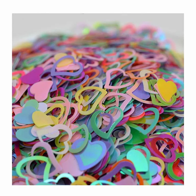 DIY Bulk Double Heart Pvc Sequins Christmas Party Paillette Nail Art Magic Plastic Holographic Filling Beaded Shiny Film Sequins