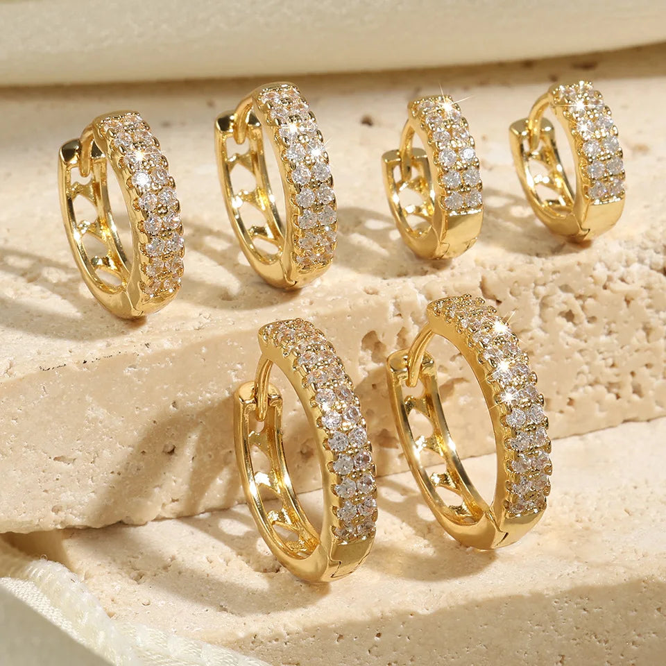 Hot Selling Exquisite Zircon Earrings Super Flash Temperament Hollow-Out Fashion Hoop Earrings for Women