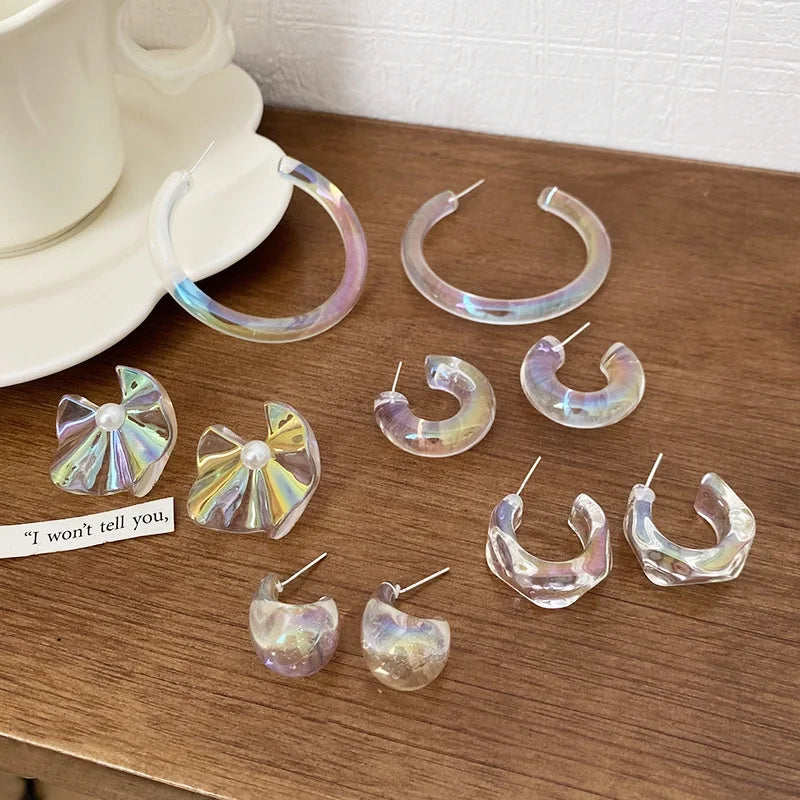 HOVANCI Resin Earrings Hypoallergenic Transparent 12 Exaggerated White Acrylic Chain Earring Women Statement Jewelry