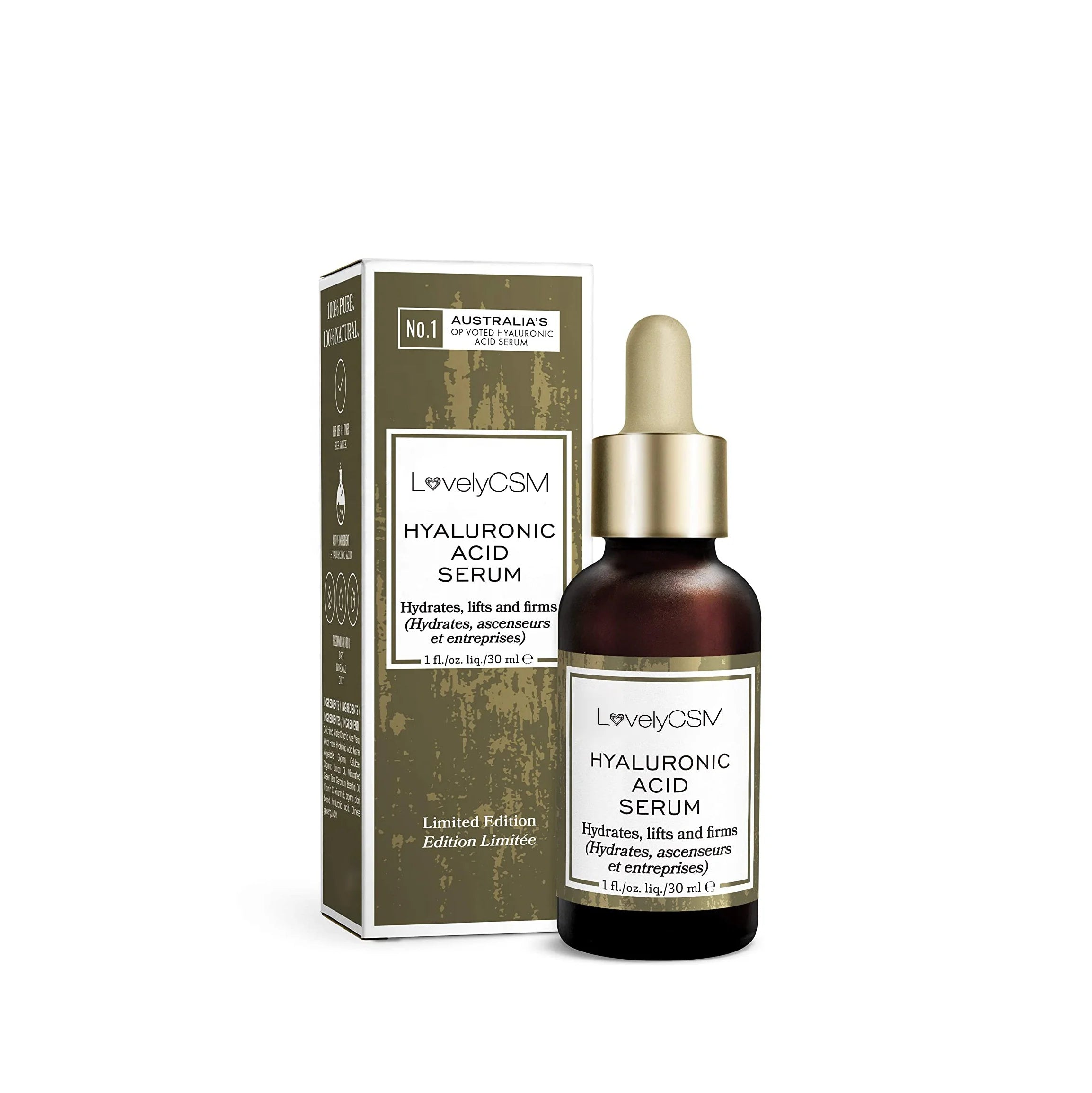 Wholesale Organic Hyaluronic Acid Anti-Aging Wrinkle Fighting Facial Moisturizer Serum OEM ODM Private Label Skin-friendly