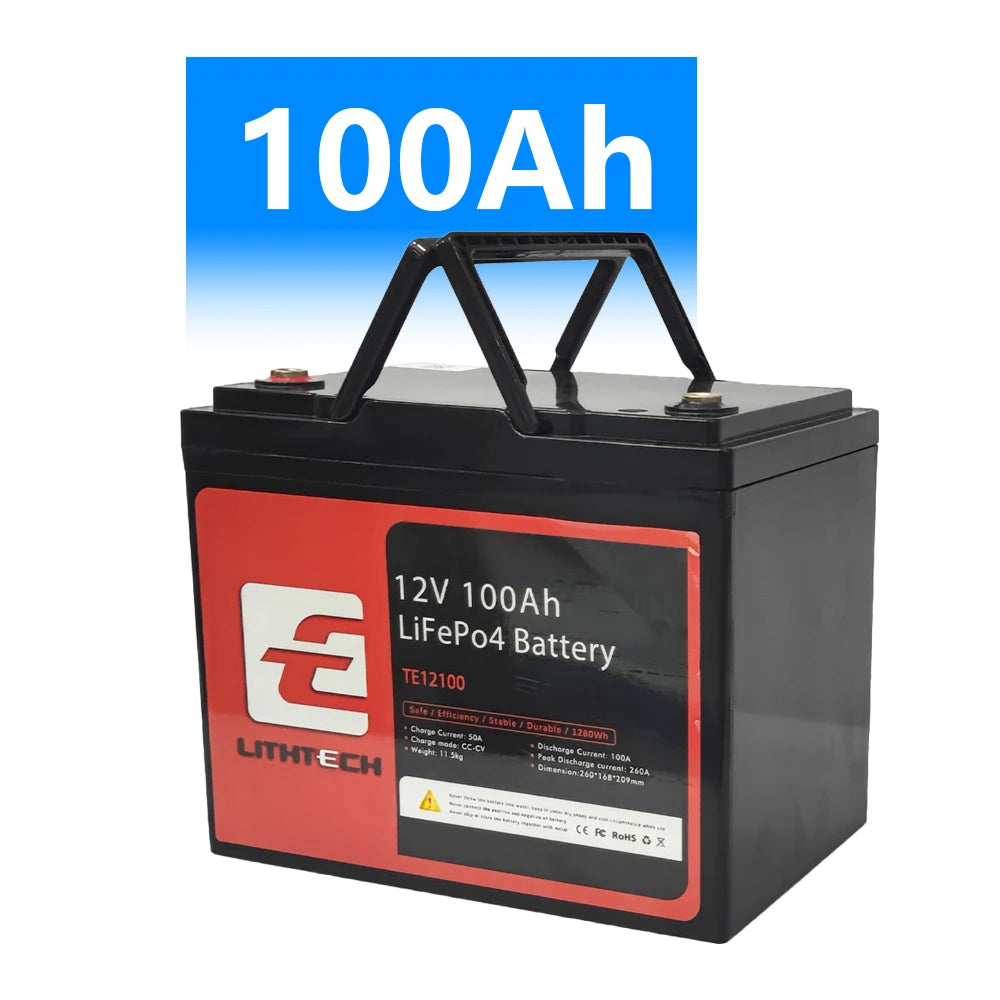 Lifepo4 Battery 12v 100ah 200Ah Lithium Iron Phosphate Battery Pack With LCD Charger for RV Golf Cart Solar System