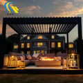 Garden Adjustable Outdoor Gazebo Customized Modern Bioclimatic Motorized Aluminium Louver Glass Automatic Eco-Friendly Durable
