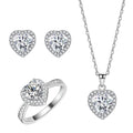 Wholesale Fashion Classic Simple Zircon Jewelry Set Women 925 Silver Heart Shaped Ring Necklace Stud Earrings Jewelry Set