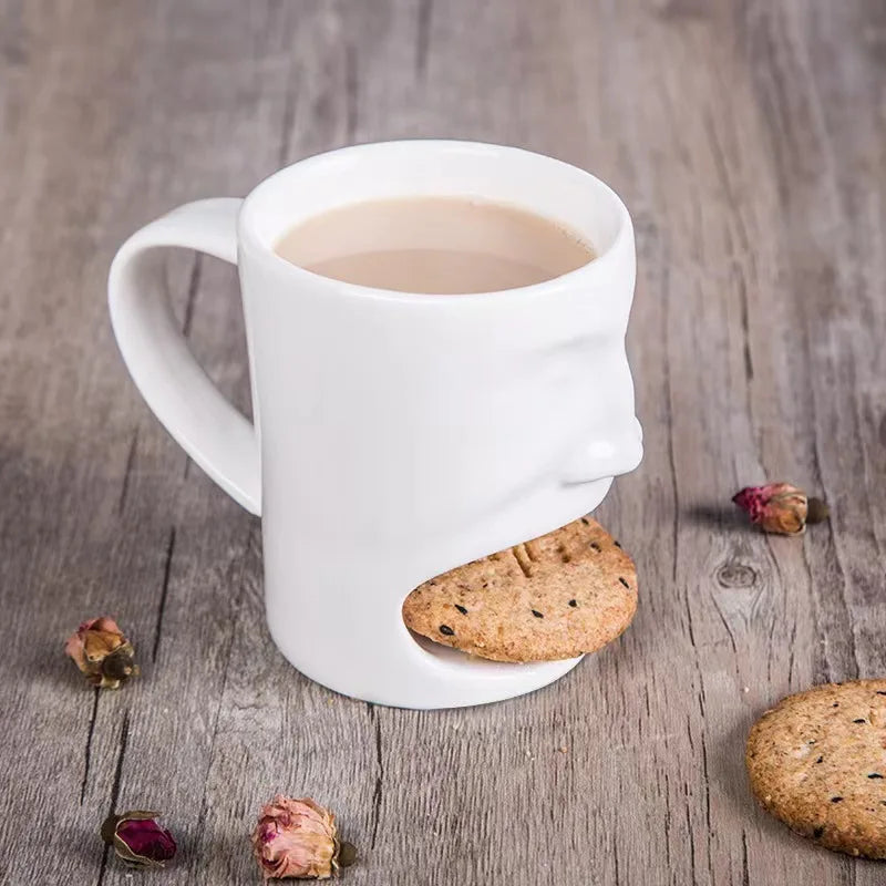 China Factory Cookies Milk Coffee Cup Dunk Ceramic Mug with Biscuit Holder