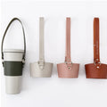 Hot Sale Portable Cylinder Drink Holder PU Leather Anti-scald Reusable Takeout Coffee Cup Holder with Handle Strap
