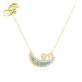 Top Selling 18K Gold Custom Jewelry Necklace with Solid 18K Gold Pendants & Charms Zircon Main Stone for Wedding