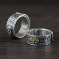 New Arrival Silver S990 Vintage Heart Sutra Scripture Ring for Men and Women Opening Adjustable Pixiu Silver Hand Jewelry Hiphop