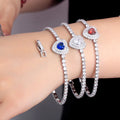 Bright Design Round Bling Cubic Zircon Crystal Red Love Heart Shaped Chain CZ Tennis Charm Bracelets for Women Trendy Jewelry
