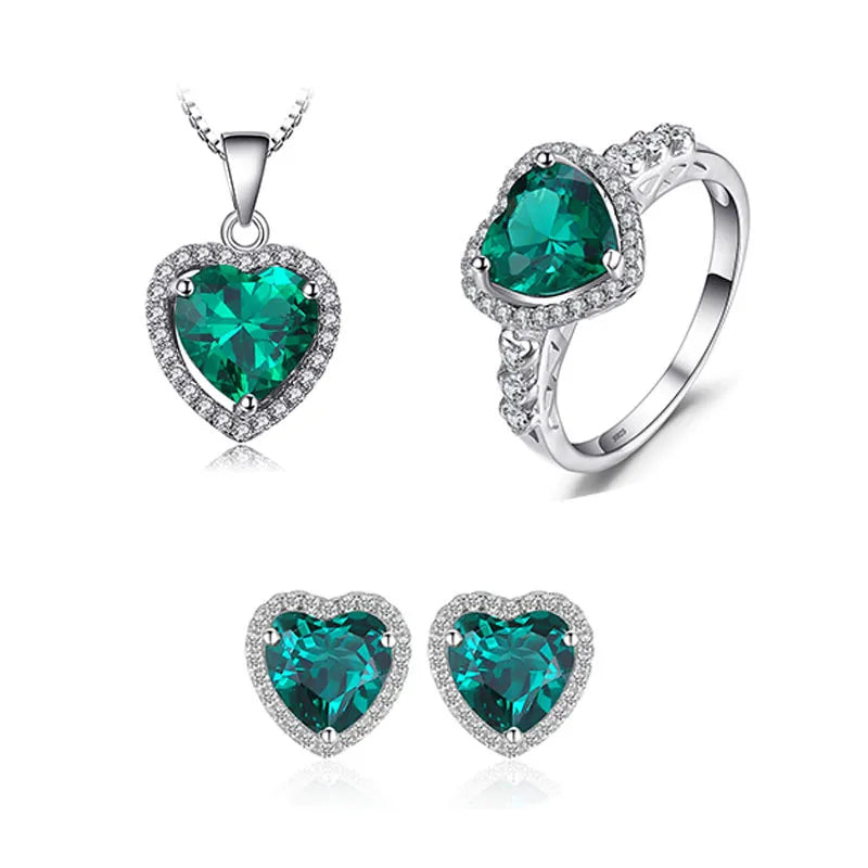 Women's 925 Sterling Silver Zircon Necklace & Earring Set-Trendy Engagement Gift Jewelry for Wedding and Party Occasions