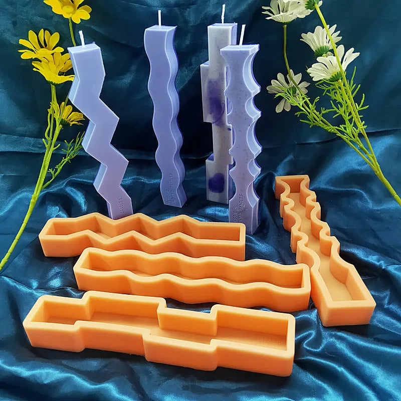 B-3171 DIY European Simple Home Decor Pillar Candle Resin Mould Irregular Shaped Strip Candle Silicone Mold