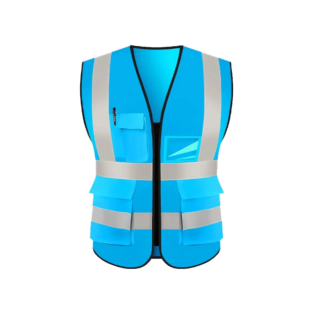 Construction Engineer Quick Dry Hi Vis Reflective Safety Vest Workwear Breathable Jacket LED Flash Mesh Pockets Plus Size