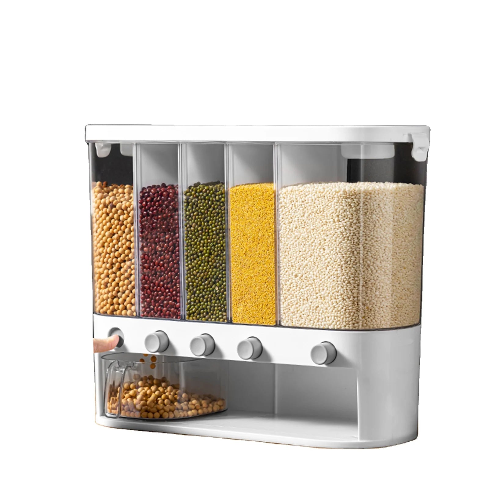 5 Grain Wall-mounted Dry Food Dispenser Stores the Kitchen in Sealed Containers Plastic Multifunction Rectangle